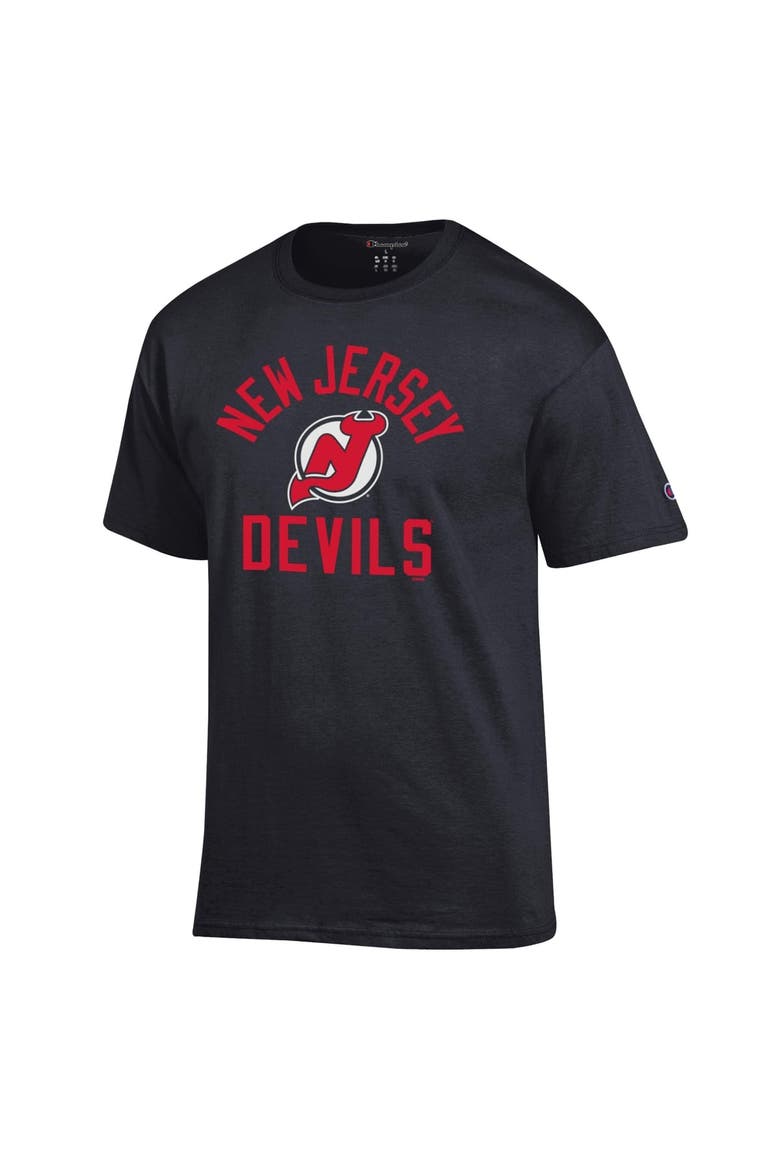 Men's Champion  Black New Jersey Devils Primary Logo Jersey T-Shirt, Alternate, color, Black