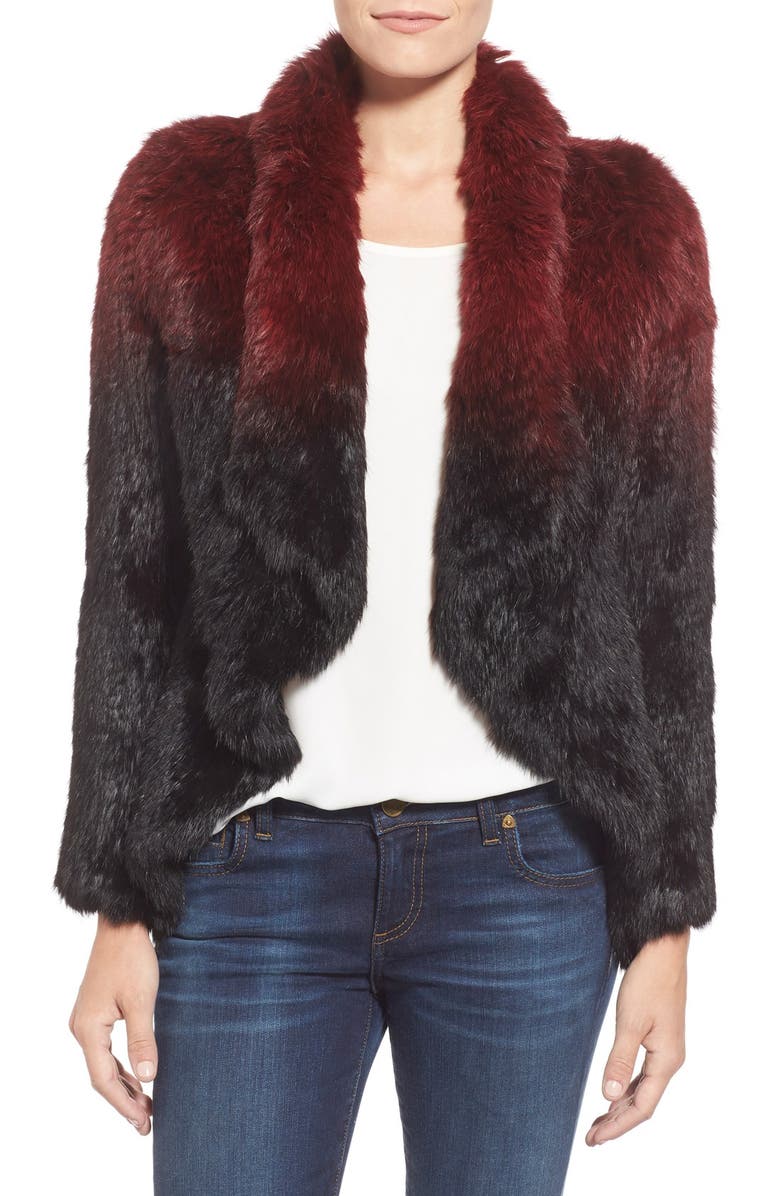 Love Token Drape Front Genuine Rabbit Fur Jacket, Main, color, 