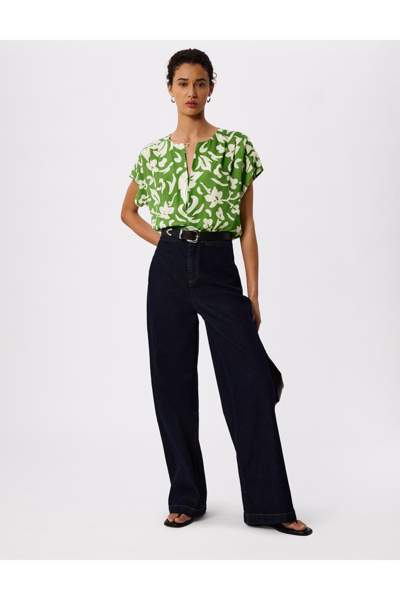 Floral Keyhole Blouse, Alternate, color, Grn/Multi