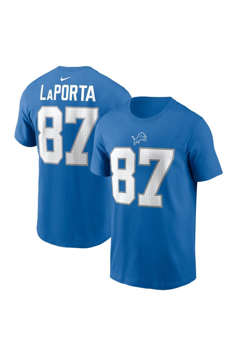 Men's Nike Sam LaPorta Blue Detroit Lions Name & Number T-Shirt, Main, color, Blue