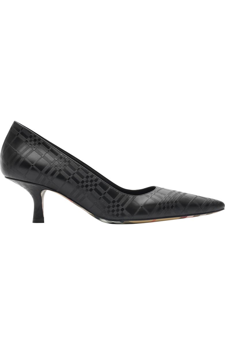 Burberry Check Leather Dame Low Pumps, Main, color, Black