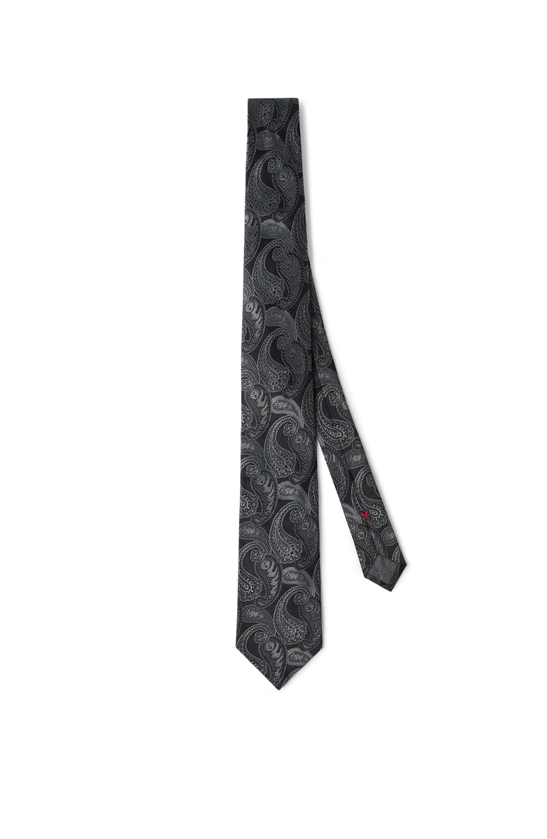 Brunello Cucinelli Paisley silk tie, Main, color, Dark Grey