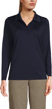 Lands' End School Uniform Long Sleeve Feminine Fit Rapid Dry Polo Shirt