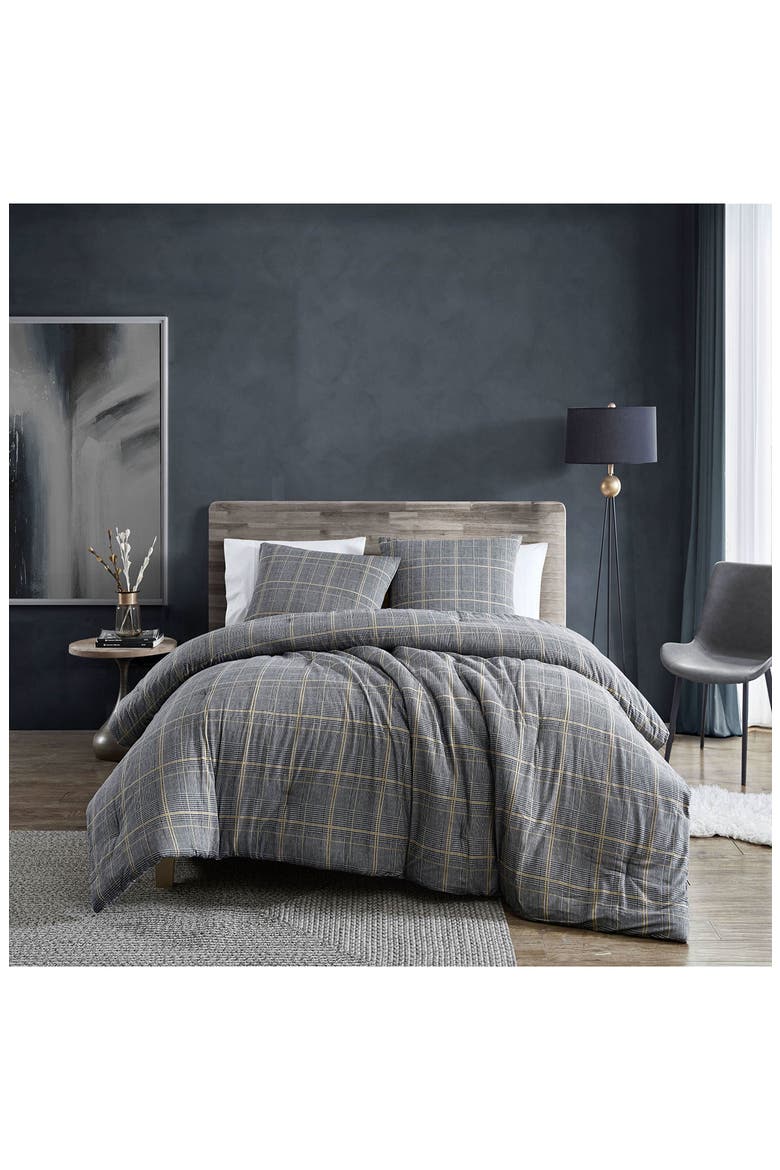 Sussex Plaid Comforter Set, Alternate, color, KHAKI BLACK