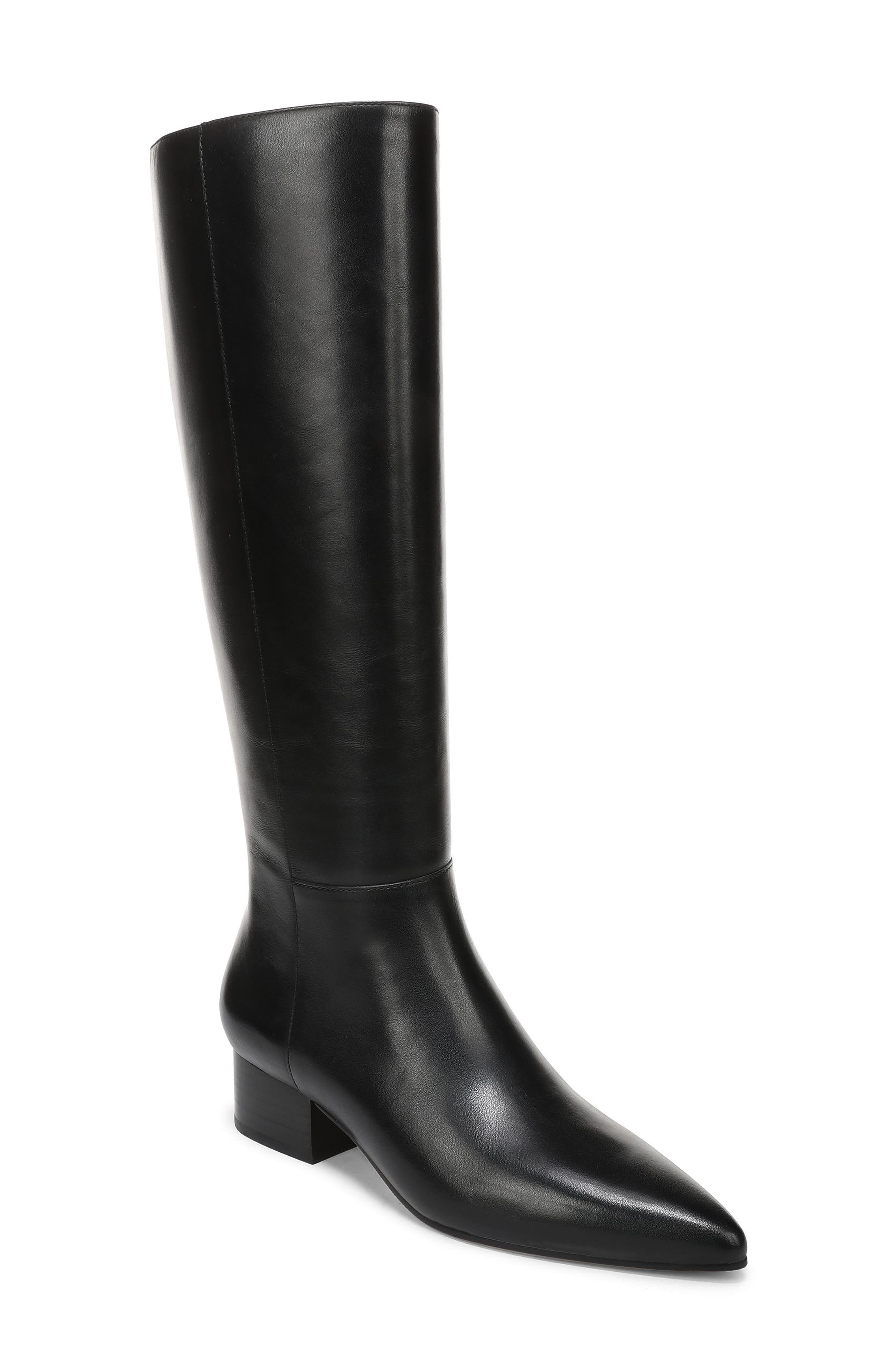 Adan Tall Leather Boot, Main, color, BLACK