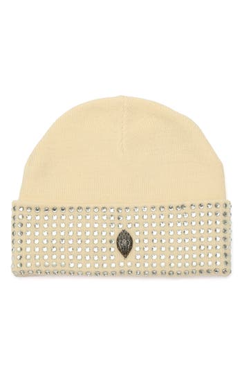 Kurt Geiger London Crystal Cuff Beanie In Nude