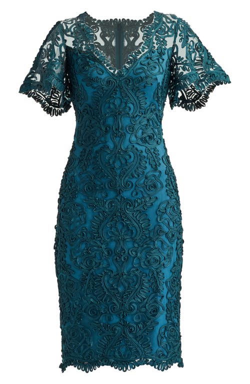 Tadashi Shoji Arnett Embroidered Flutter Sleeve Dress In Blue