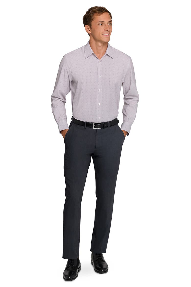 Regular Fit Stripe Dot Performance Dress Shirt, Alternate, color, KHAKI