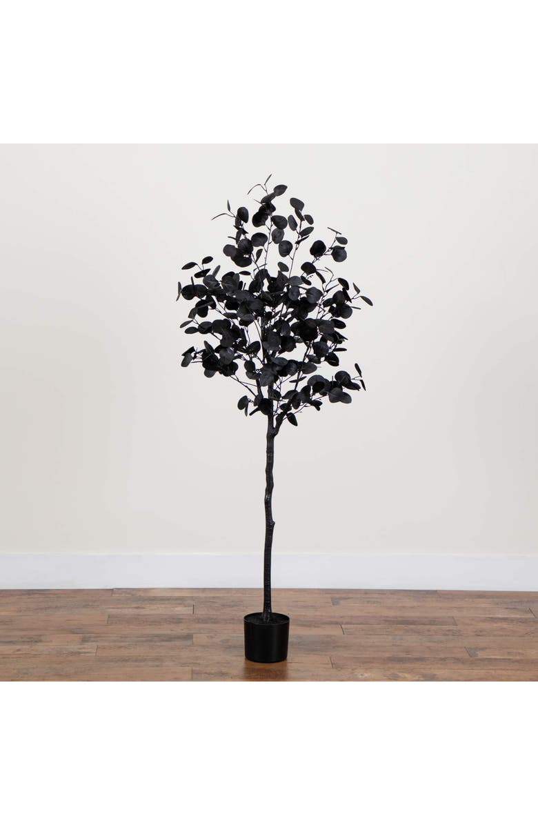 NEARLY NATURAL 5-ft Artificial Halloween Black Eucalyptus Tree, Alternate, color, Black
