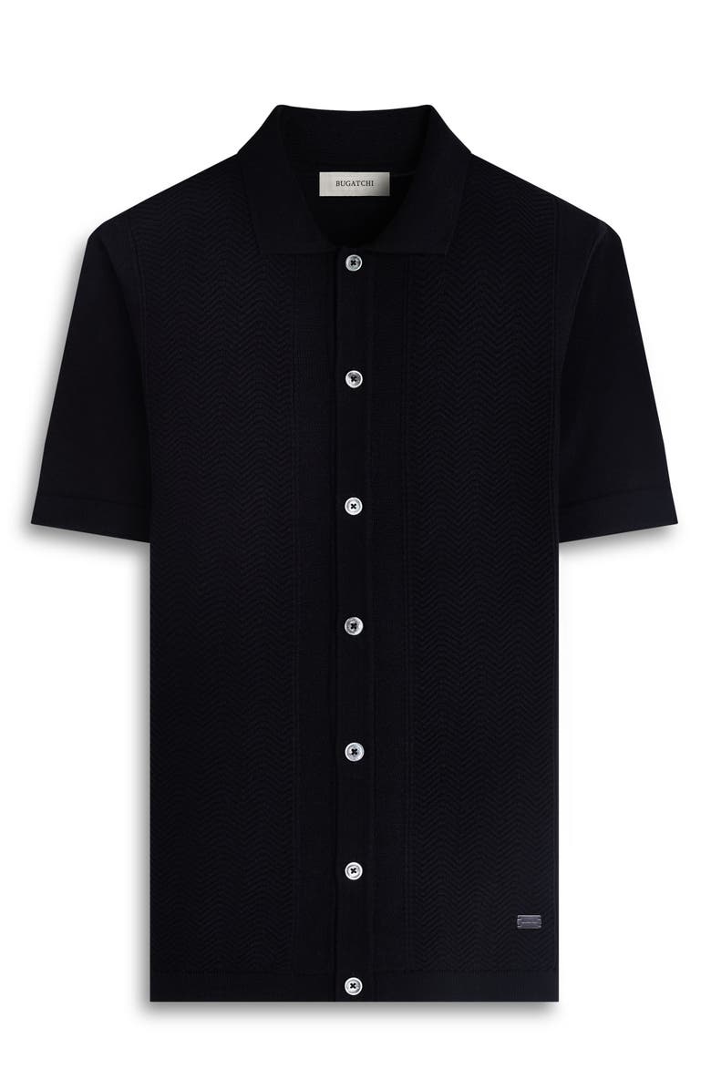 Bugatchi Short Sleeve Cardigan, Alternate, color, Black