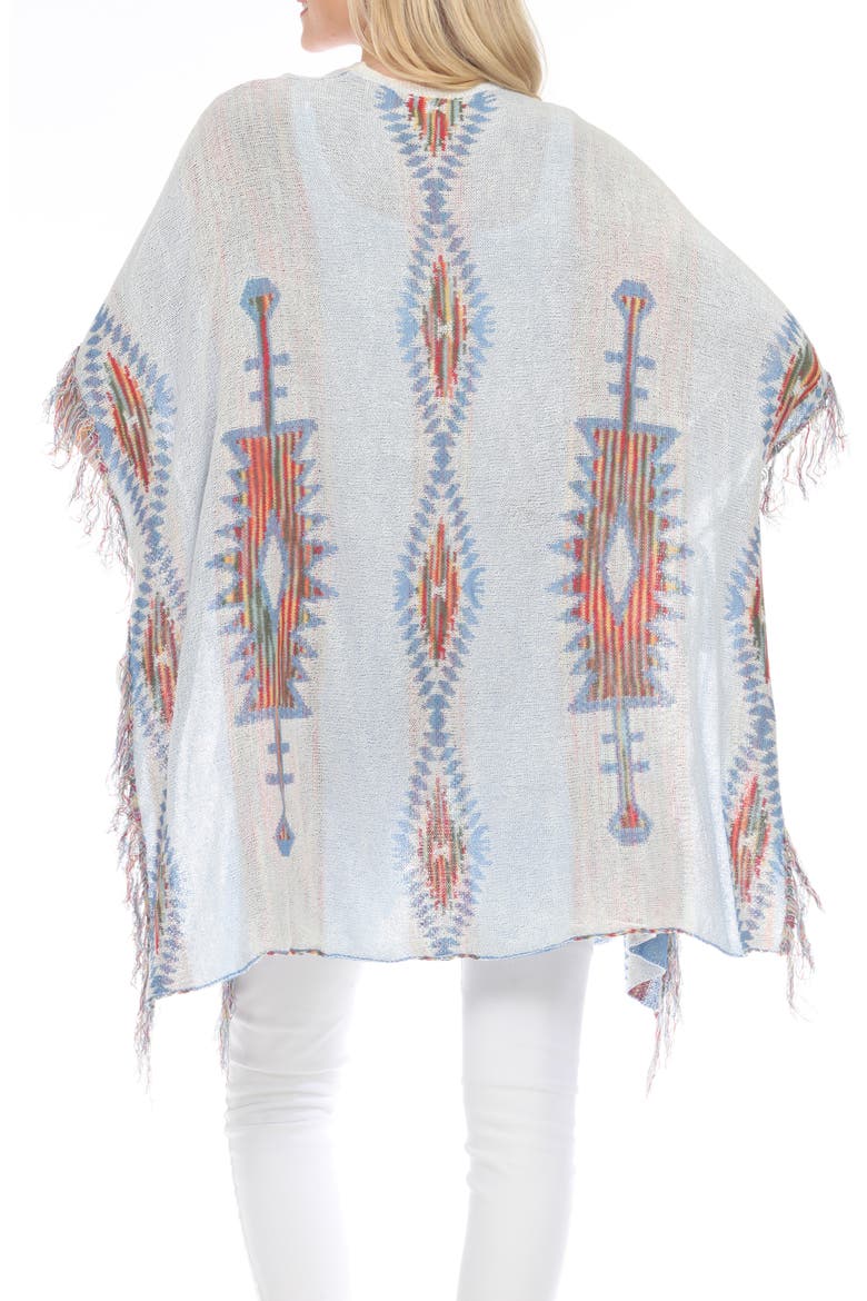 Fringe Open Front Ruana, Alternate, color, WHITE