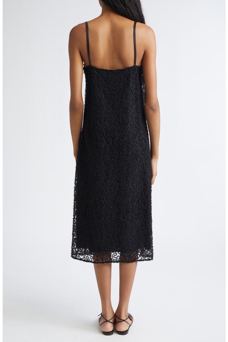 Virginie Embroidered Fringe Mesh Slipdress, Alternate, color, BLACK