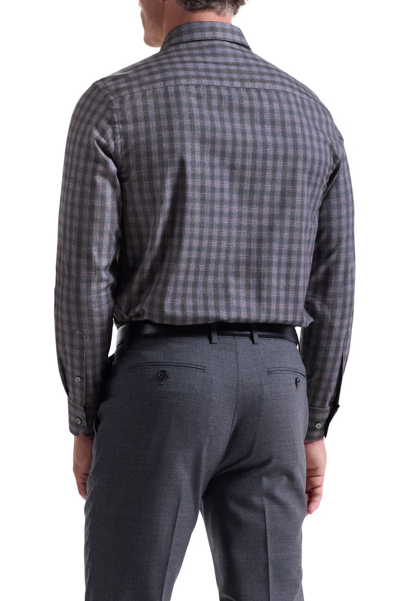 Julian Shaped Fit Check Cotton Button-Up Shirt, Alternate, color, AMETHYST