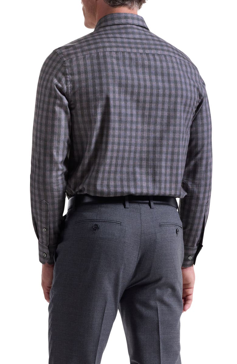 Bugatchi Julian Shaped Fit Check Cotton Button-Up Shirt, Alternate, color, Amethyst