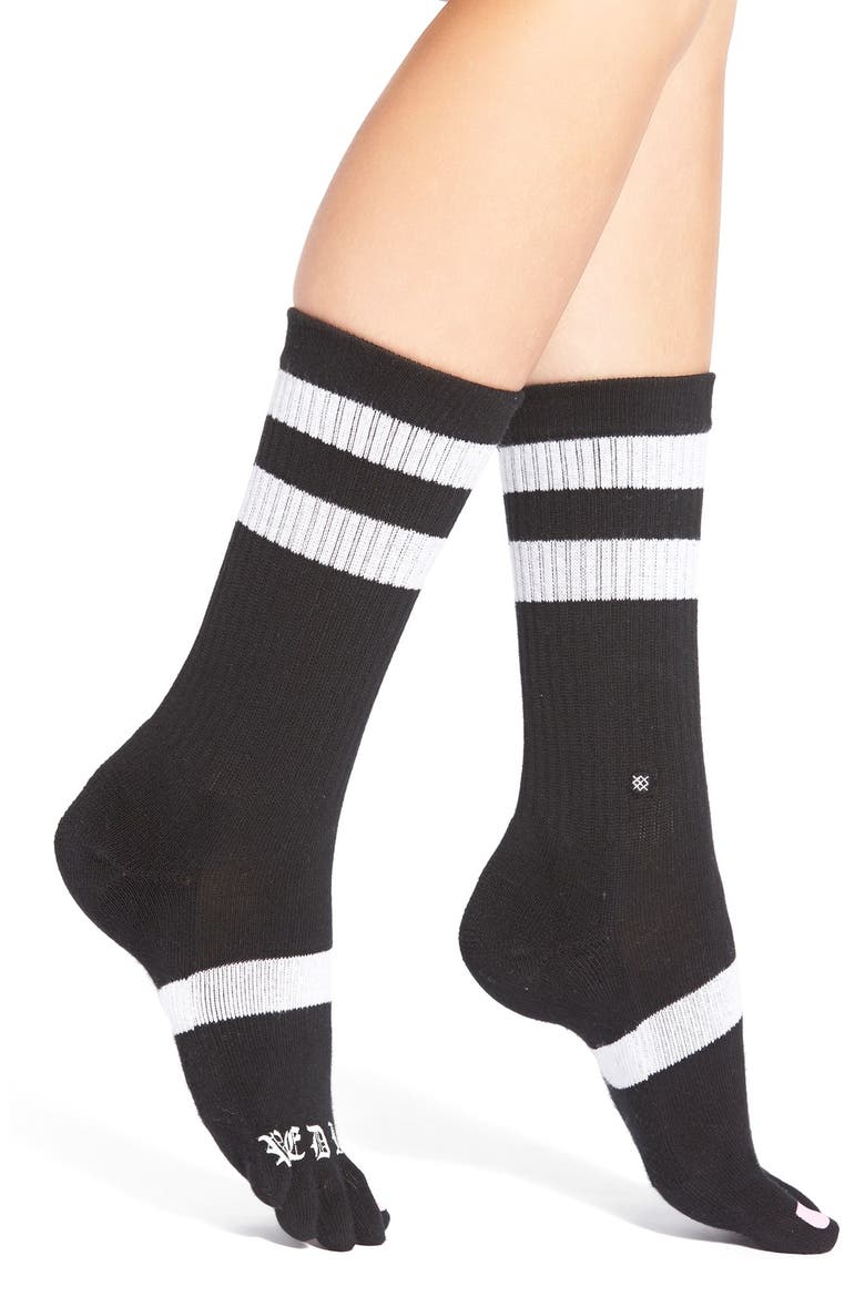 x Rihanna 'Pedi Cure' Crew Toe Socks, Alternate, color, BLACK
