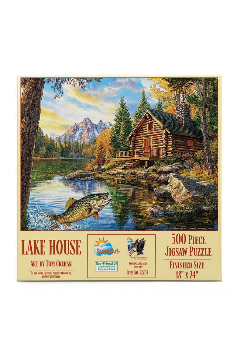 Lake house 500 piece Jigsaw Puzzle for Adults, Alternate, color, Multicolor