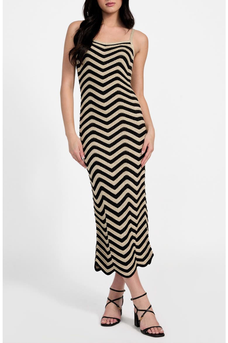 Vera Chevron Knit Dress, Alternate, color, NATURAL/ JET BLACK STRIPE