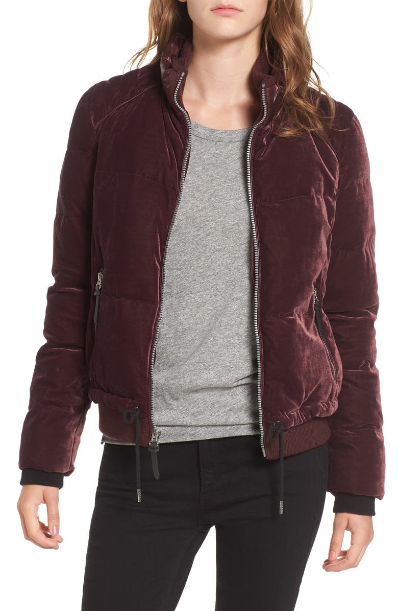 Andrew Marc Vita Down & Feather Fill Quilted Velvet Jacket, Main, color,