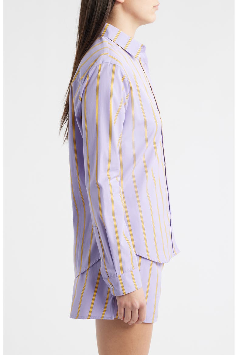 Slim Fit Stripe Cotton Button-Up Shirt, Alternate, color, PLUMLINE STRIPE