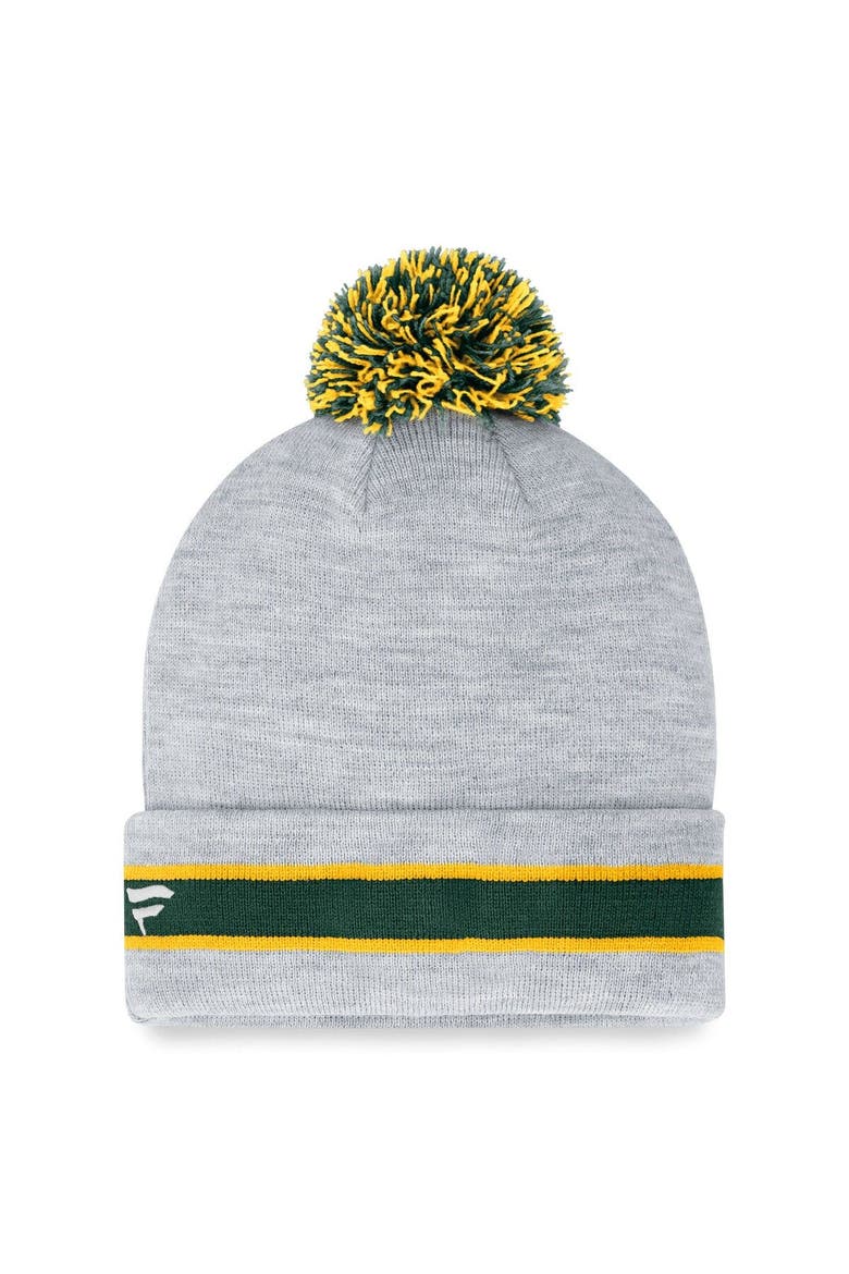 Men's Fanatics Branded  Heather Gray Green Bay Packers Cuffed Knit Hat with Pom, Alternate, color, Heather Gray
