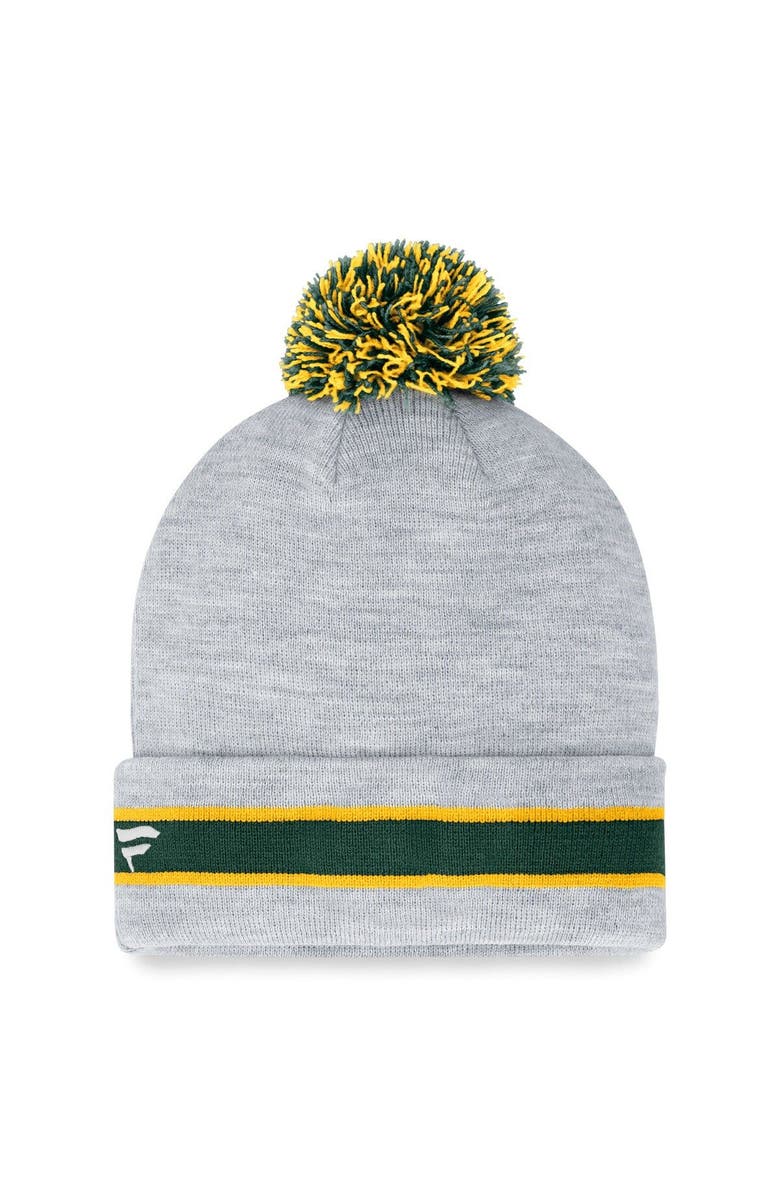 FANATICS Men's Fanatics Branded  Heather Gray Green Bay Packers Cuffed Knit Hat with Pom, Alternate, color, 