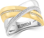 EFFY Two-Tone Diamond Crisscrossing Band Ring