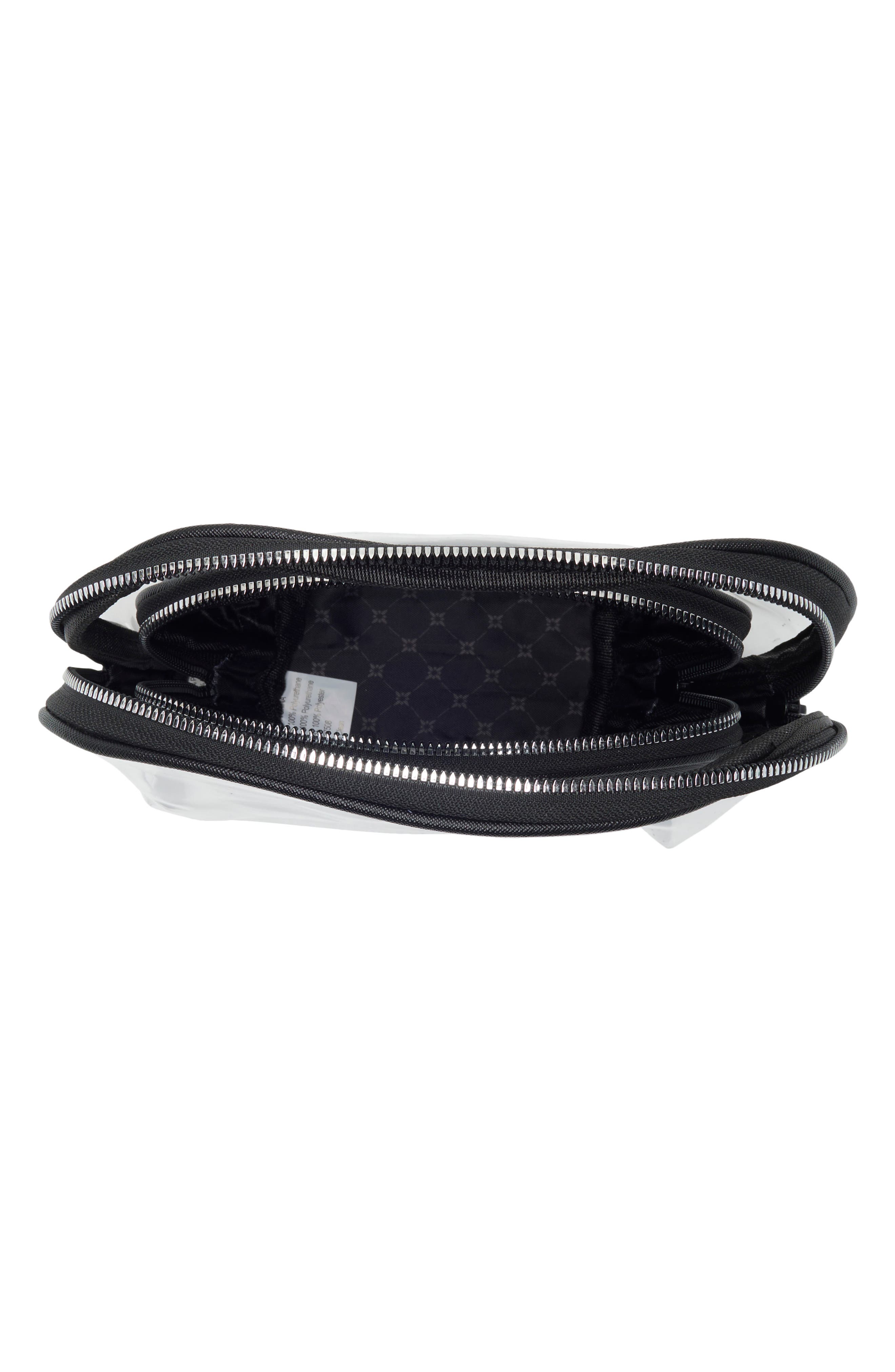 2-Piece Clear Faux Leather Cosmetic Pouch Set, Alternate, color, BLACK