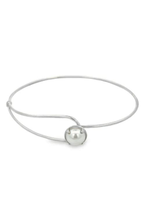 Macrae & Co . Faux Pearl Buckle Bracelet In Gray