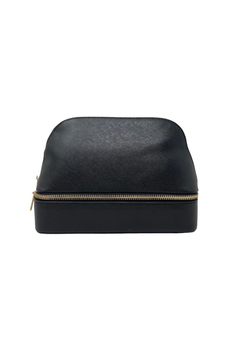 Jetsetter - The Curved Cosmetic Bag with Jewelry Organizer, Main, color, Black
