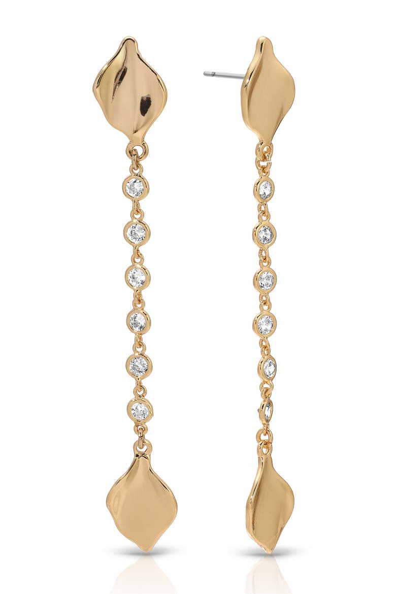 Crystal Bloom Linear Drop Earrings, Main, color, GOLD