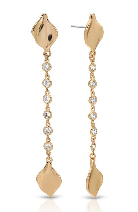 Crystal Bloom Linear Drop Earrings
