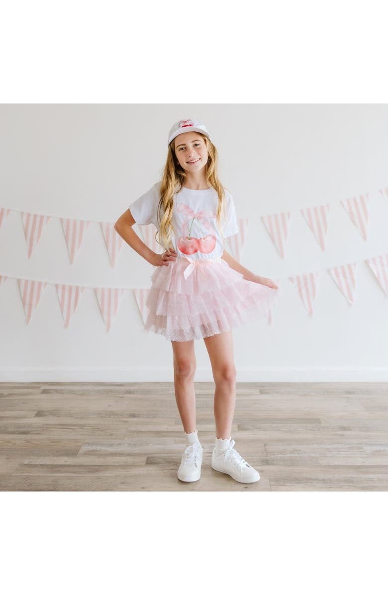 Sweet Wink Cherry Bow Patch Baseball Hat, Alternate, color, White
