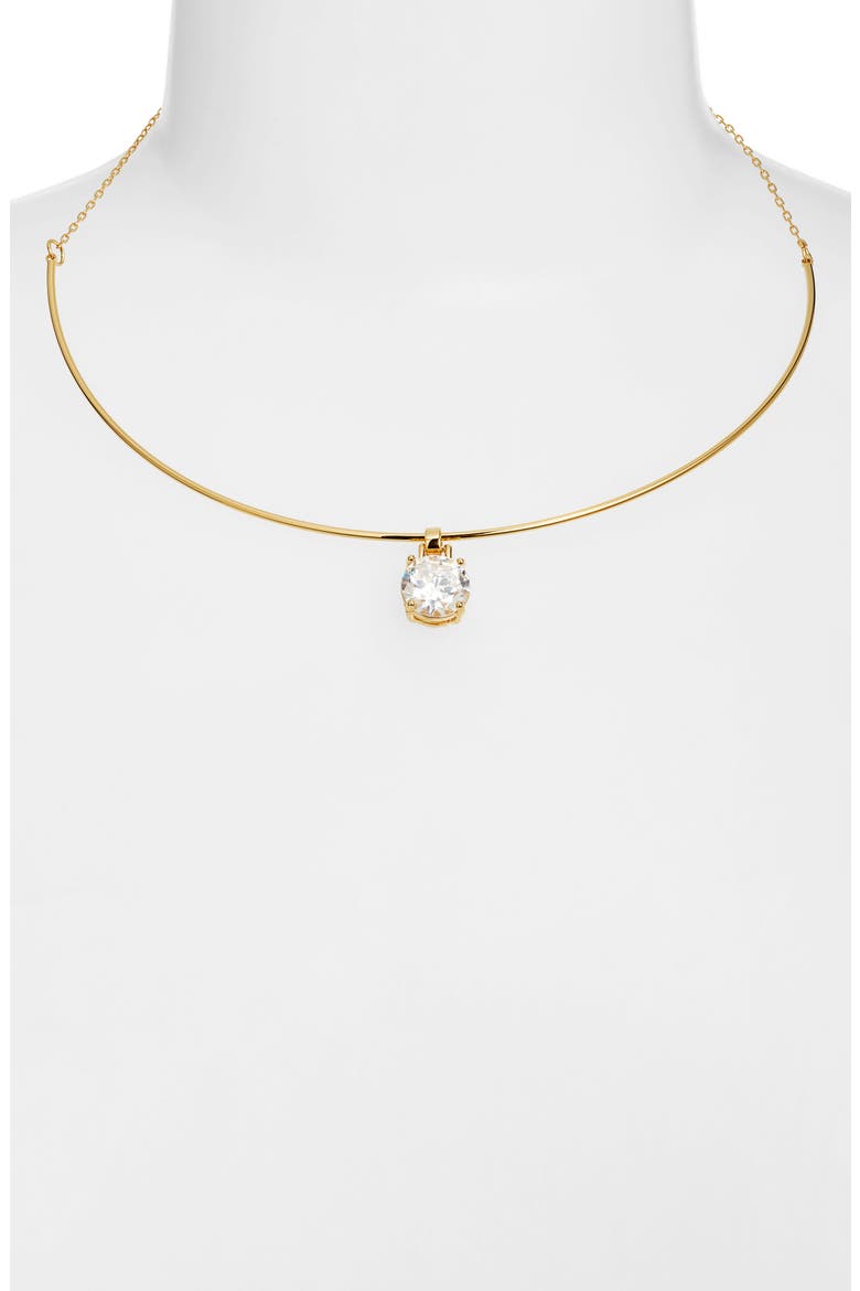 Cubic Zirconia Sliding Pendant Collar Necklace, Alternate, color, CLEAR- GOLD
