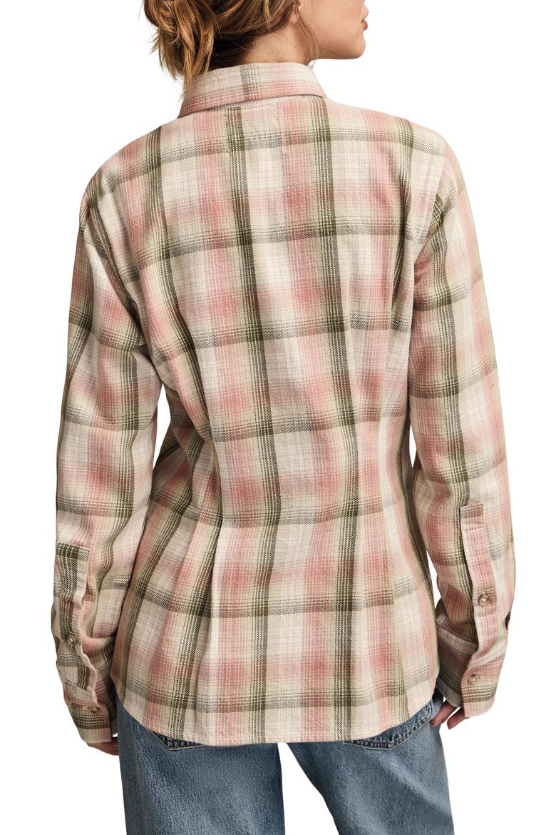 Plaid Button-Up Cotton Shirt, Alternate, color, PINK PLAID