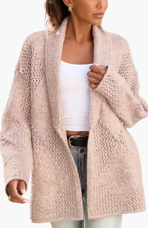 Diamond Open Work Knit Cardigan