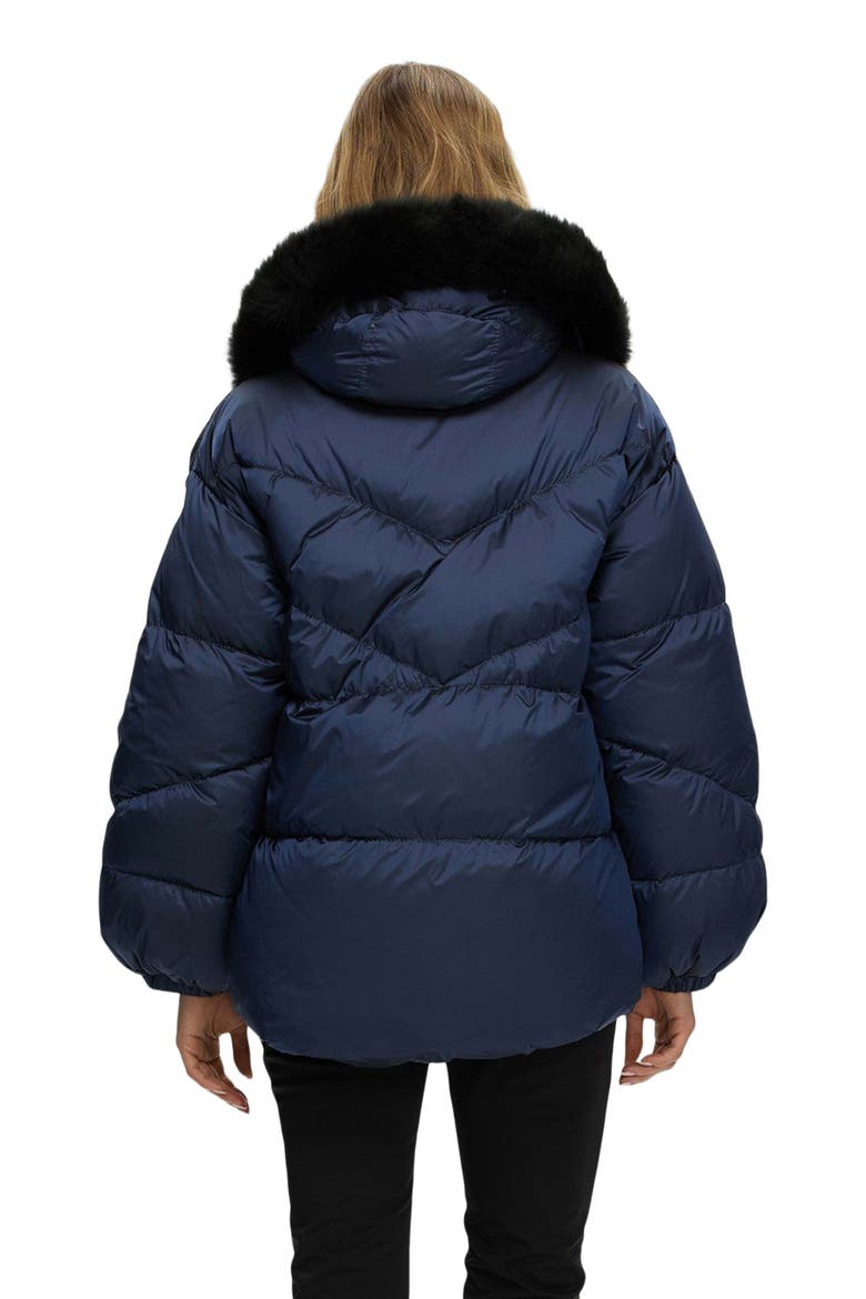 Apres-Ski High-Low Jacket With Toscana Detachable Trim, Alternate, color, OCEAN BLUE/BLACK