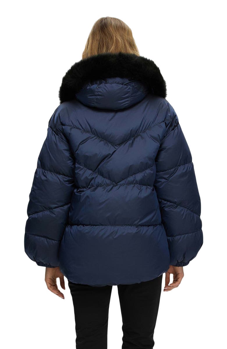 GORSKI Apres-Ski High-Low Jacket With Toscana Detachable Trim, Alternate, color, Ocean Blue/Black