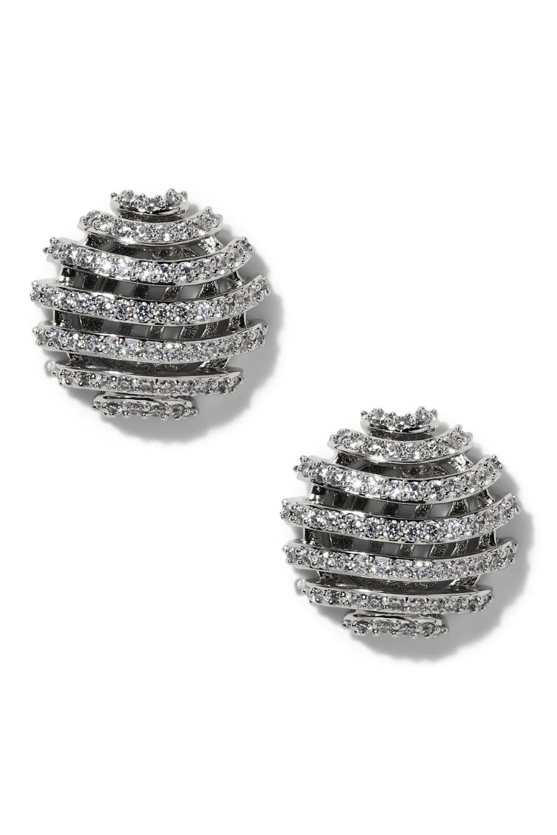 Pisa Stud Earrings, Main, color, RHODIUM