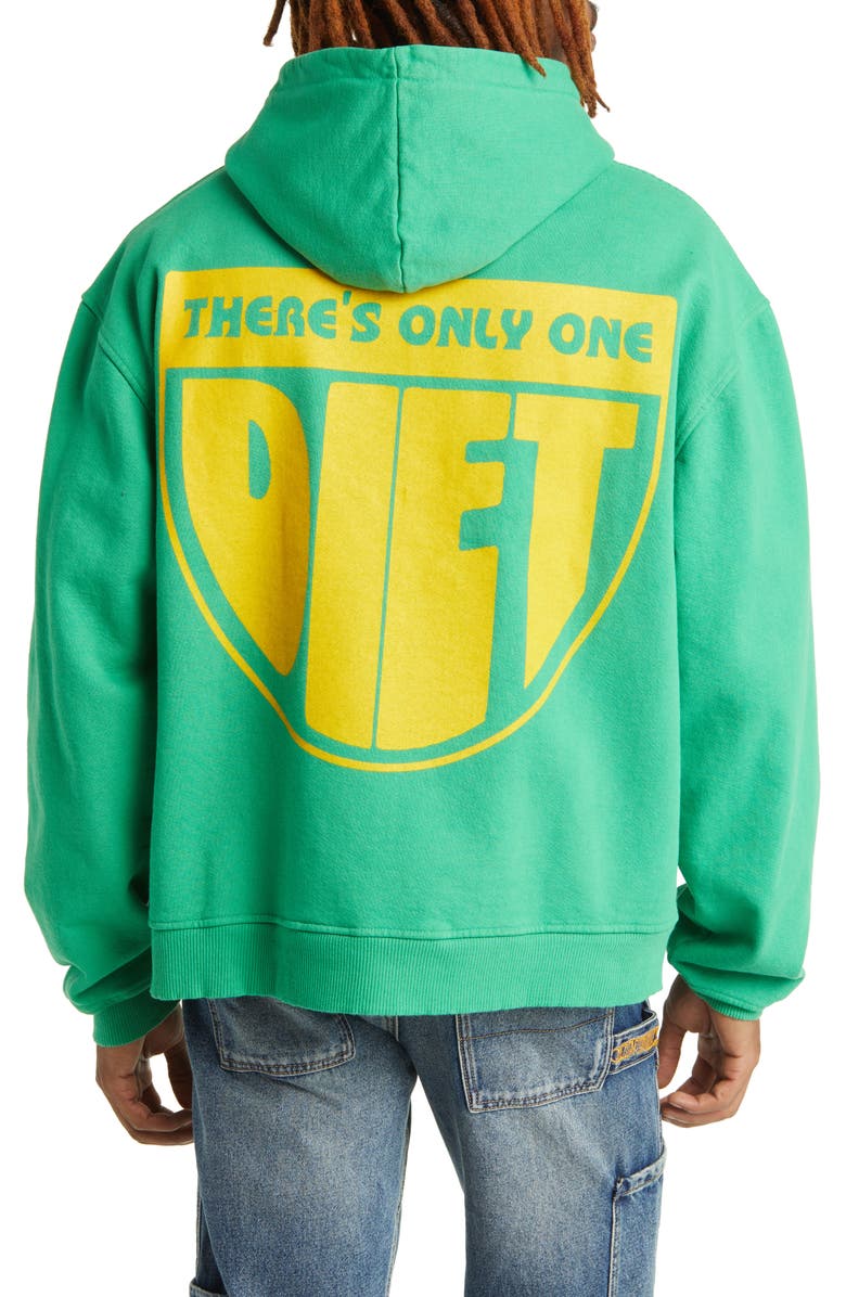 DIET STARTS MONDAY Overlap Script Logo Cotton Graphic Hoodie, Alternate, color, 