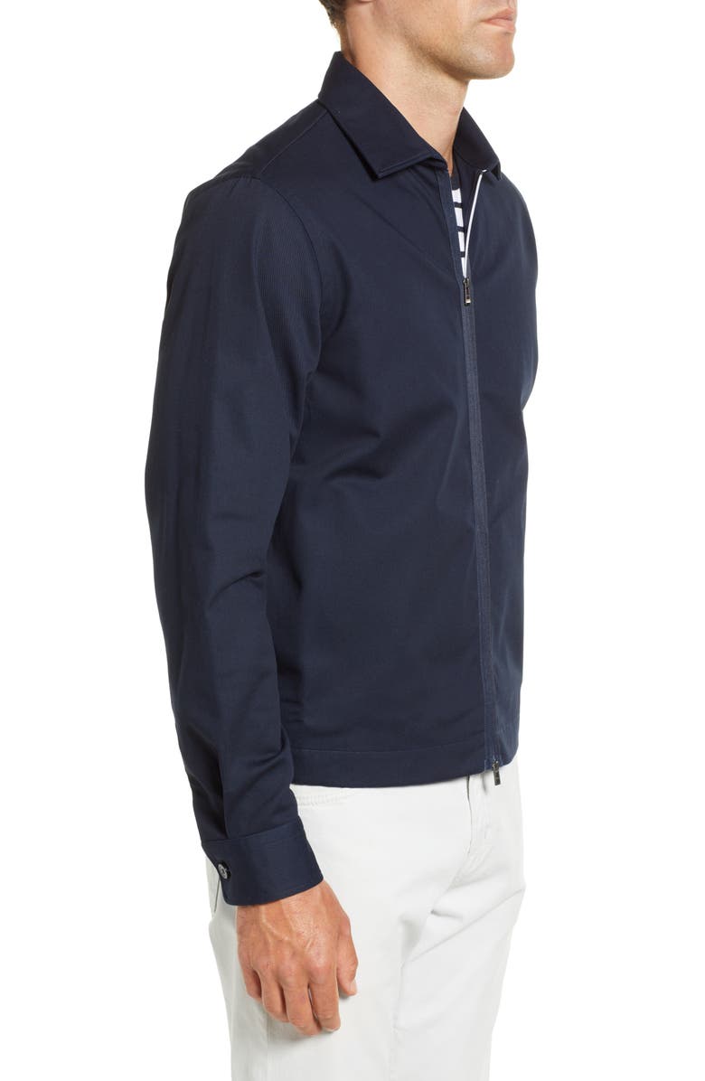 BOSS Hugo Boss Leroy Zip Front Cotton Shirt, Alternate, color,