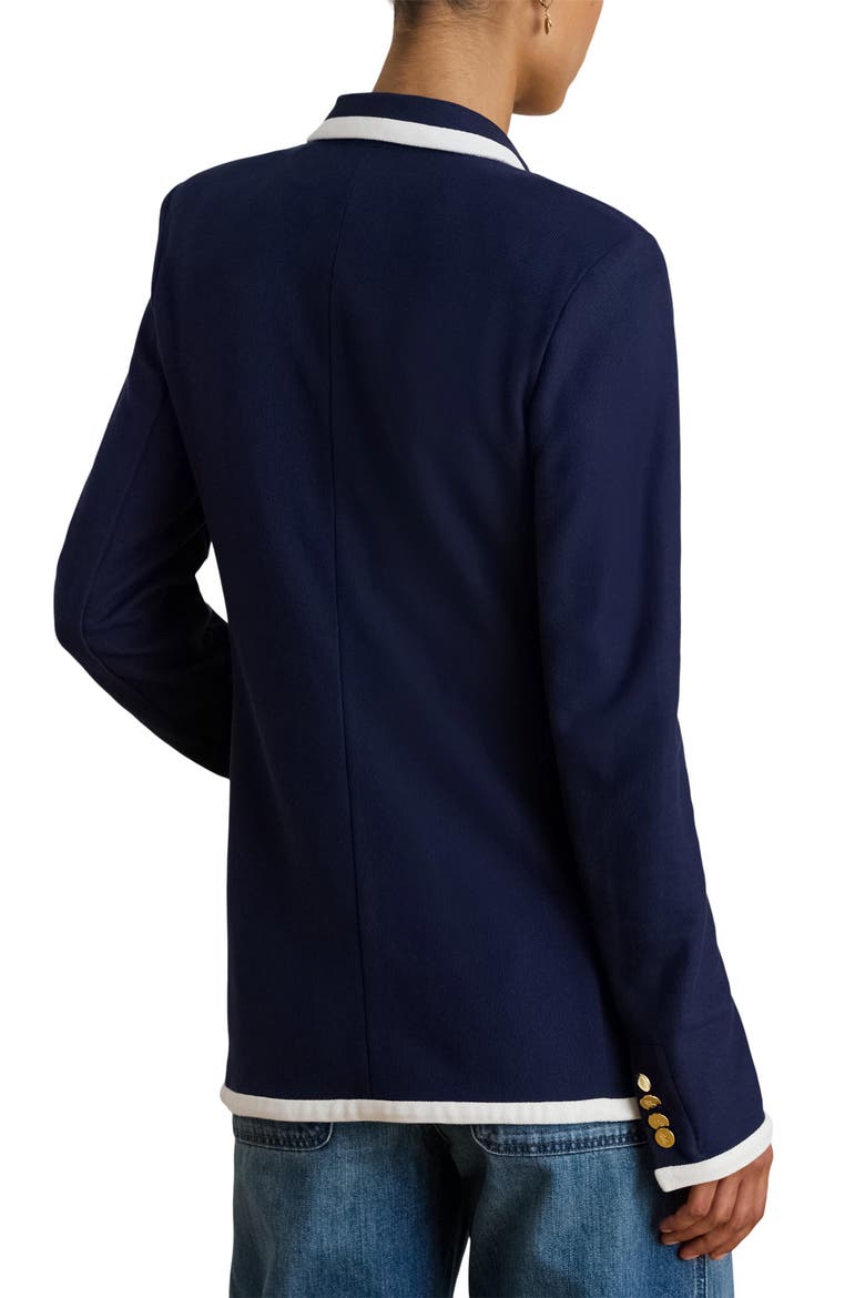Tahir Double Breasted Piqué Knit Blazer, Alternate, color, REFINED NAVY BLUE