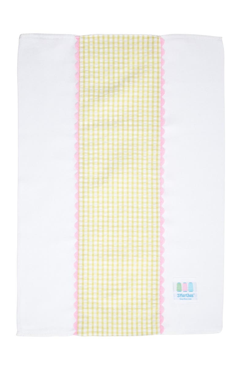 3 Marthas Big Check Fancy Fabric Burp Cloth, Alternate, color, Green/Pink Trim