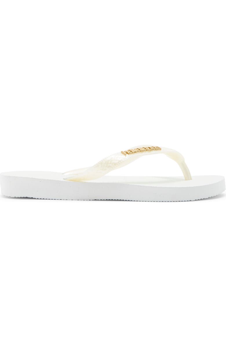 Havaianas Metallic Logo Flip Flop, Alternate, color, White