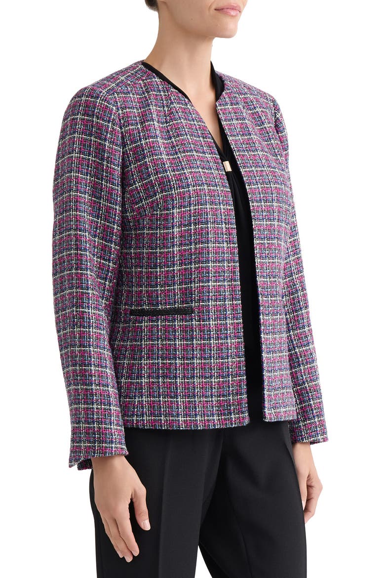 Collarless Tweed Jacket, Alternate, color, CERISE MULTI