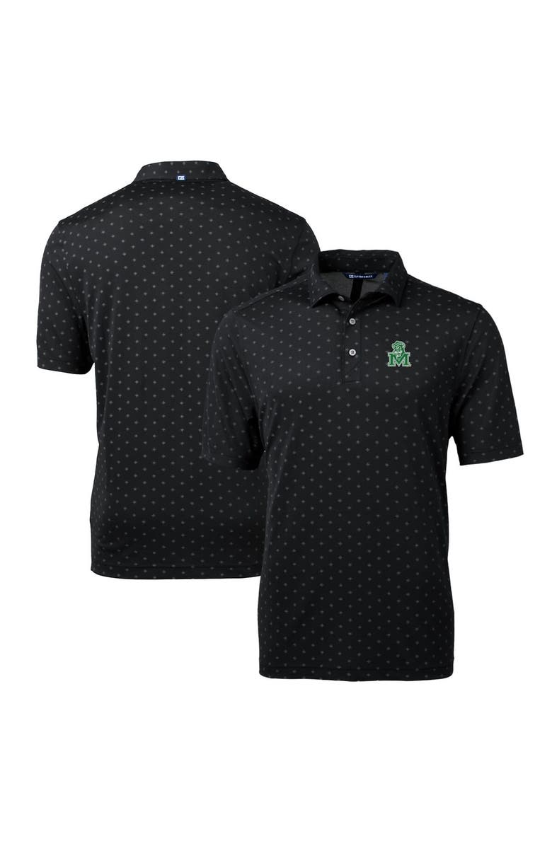 Cutter & Buck Men's Cutter & Buck Black Marshall Thundering Herd Team Big & Tall Virtue Eco Pique Tile Print Polo, Main, color, Black