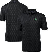 Cutter & Buck Men's Cutter & Buck Black Marshall Thundering Herd Team Big & Tall Virtue Eco Pique Tile Print Polo