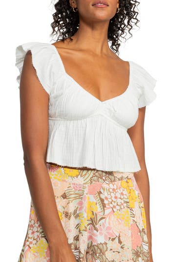 ROXY ROXY BRISA FLUTTER SLEEVE CROP TOP 
