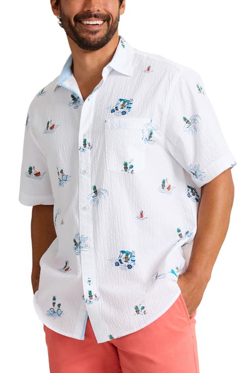 Nova Wave Pineapple Pete Short Sleeve Seersucker Button-Up Shirt