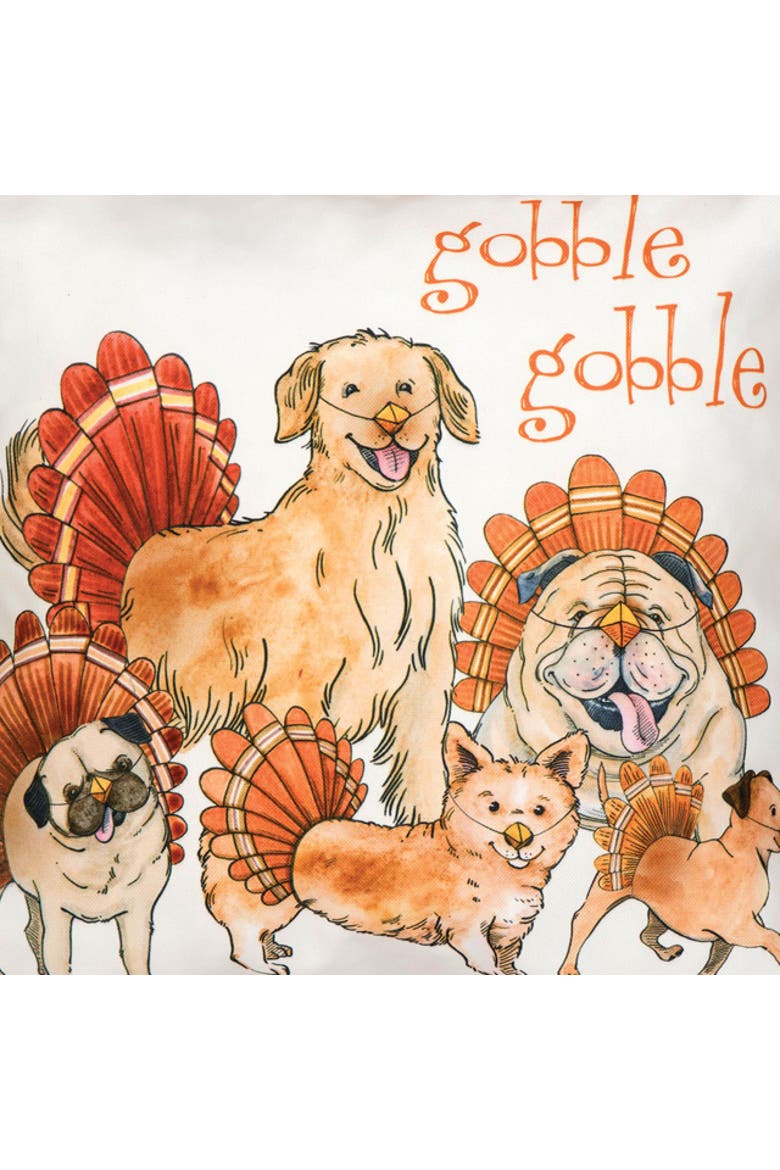 The Gobblers Dog Festive Turkeys Gobble Gobble Premium Indoor/Outdoor Accent Throw Pillow, 18" x 18", Alternate, color, Orange