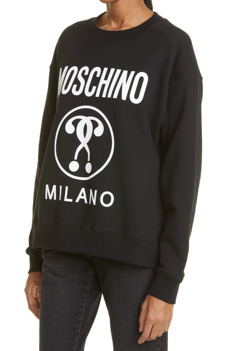 Moschino Question Mark Logo Organic Cotton Sweatshirt, Alternate, color,